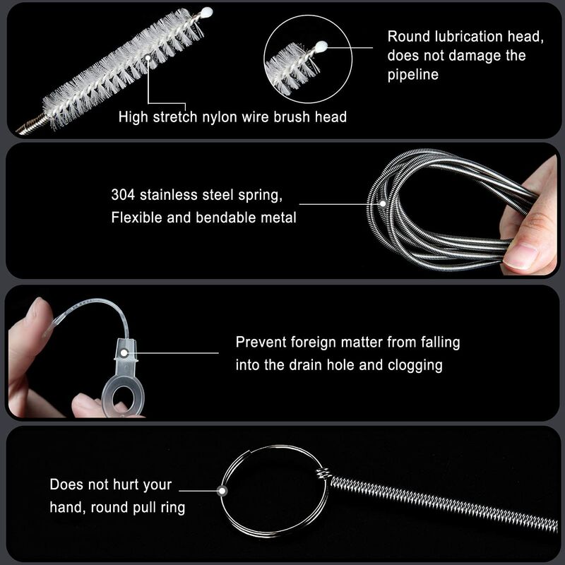 5-Piece Refrigerator Drain Hole Cleaning Tool Set - Reusable Dredging Kit  for Universal Drain Pipes - Keep Your Fridge Clean & Clog-Free!