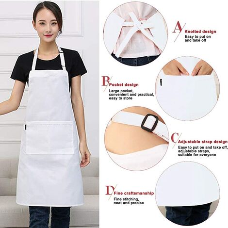 Chef Apron for Men and Women with Large Pockets , Canvas Cross Back Cotton Work Aprons,Size M to XXL, Black, Size: 26 x 30