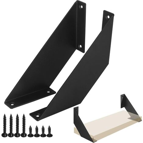 2 Pcs Black Shelf Brackets 25cm-heavy Duty Wall Garage Bracket