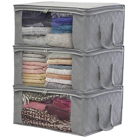 Silver Gray Portable 2 Layers Large Capacity Zipper-Type Clothes Closet Lightweight Non-Woven Fabric Moisture-Proof Clothes Organizer Folding Clothes Wardrobe 