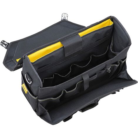 STANLEY FATMAX Open Mouth Rolling Rigid Tool Bag Trolley, Multi-Pockets  Storage Organiser, FMST1-80148, Black 