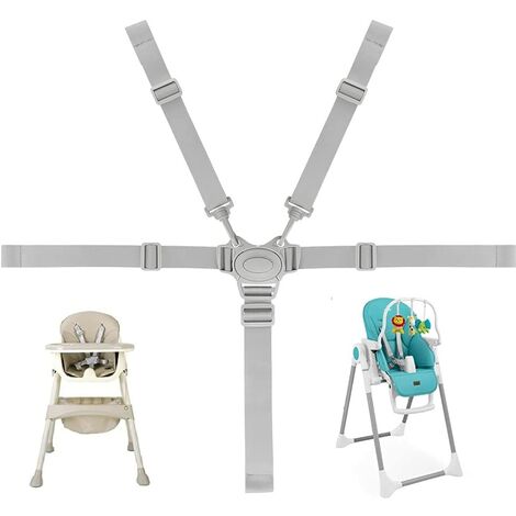 Universal High Chair Straps Gray button 5-point strap 5 Point Baby Harness Easy To Use Sturdy Safety and Comfort Material for Stroller for Pushchair 