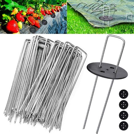 50 U Shaped Garden Stakes For Grass Cover, Camping Sardines