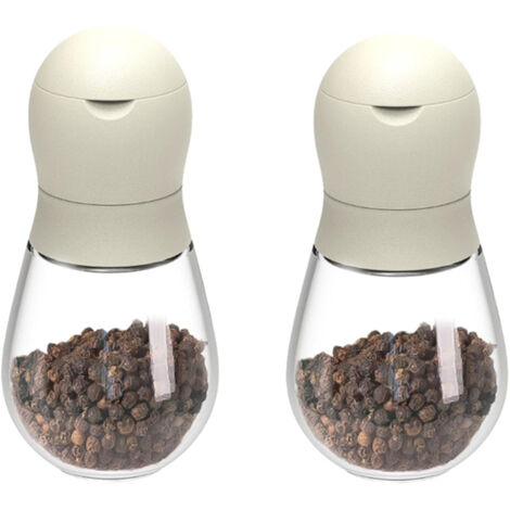 2pcs Salt And Pepper Grinder Set With Black And White Tall Salt