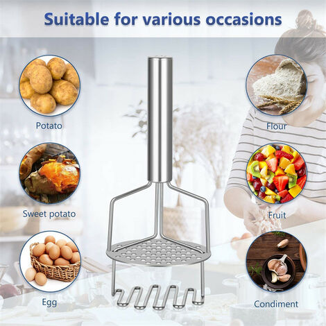 Potato Masher, Integrated Masher Kitchen Tool & Food Masher/ Potato Smasher  with Non-slip Handle, Perfect for Bean, Vegetable, Fruits, Baby Food,  Avocado, Meat 