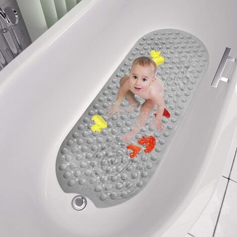 Non-slip Bath Mat,mildew Resistant,extra Long,antibacterial,bpa,latex  Phthalate Free,machine Washable,ideal For Kids,39x16 Green