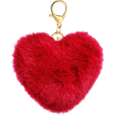 Red fluffy sale keyring