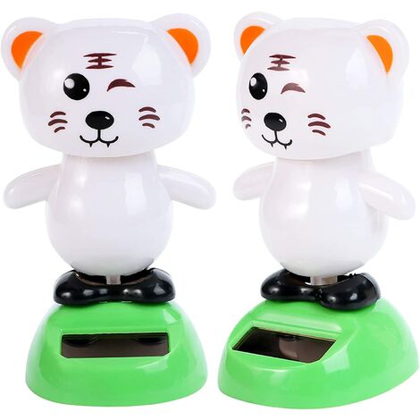 2 PCS Solar Dancing Toys Figures Bobble Head for Window Party Car Desk Home  Kids Gift (Tiger)