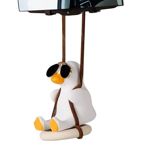Swinging Duck Rearview Mirrors Car Pendant Interior Hanging Ornament, Tire Swing  Duck + Glasses