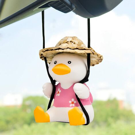 Lifelike Funny Auto Decor Cute Car Hanging Pendant Resin Little White Duck  Gifts