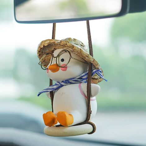 Lifelike Funny Auto Decor Cute Car Hanging Pendant Resin Little White Duck  Gifts