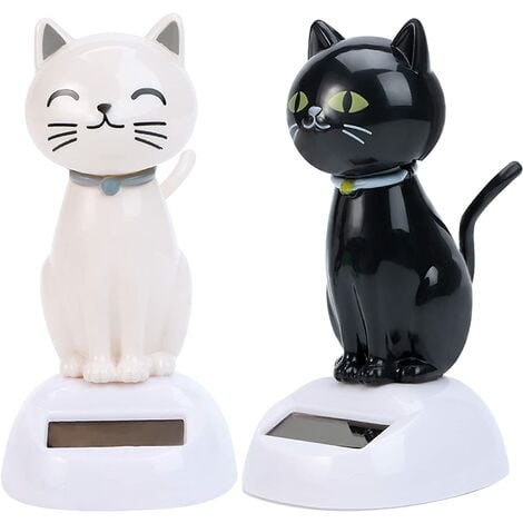 2 PCS Solar Dancing Toys Figures Bobble Head for Window Party Car Desk Home  Kids Gift (Cat)