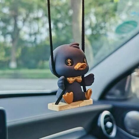 Swinging Duck Car Hanging Ornament, Cute Car Rear View Mirror Hanging  Accessories (Black)