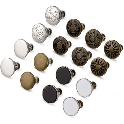Jeans Buttons Replacement, Instant No Sew Buttons for Pants with Tool,17MM  Metallic 17MM