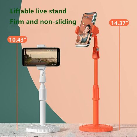 Liftable Live Broadcast Stand, Retractable Desktop Phone Stand,(Ivory White)