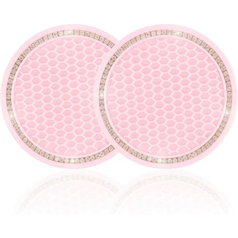 Car Cup Holder Coasters Pink, 2 Pack 2.75 Inch Universal Anti Slip Automotive  Cup Holder Inserts, Car Interior Accessories 