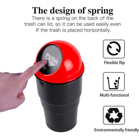 Waterproof mini car trash can with lid and storage pockets car trash bag  hanging accessories multipurpose car garbage bag can (6l)