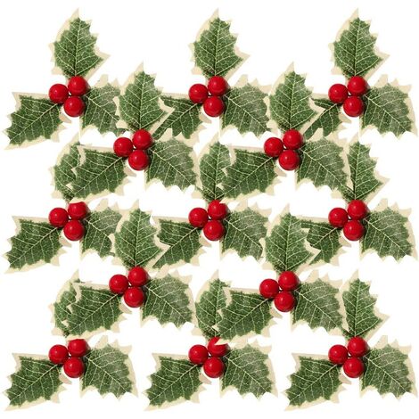 White Berry Stems with 35 Lifelike Berries, 19-Inch, Holiday Xmas Picks, Trees, Wreaths, & Garlands, Christmas Berries, Home & Office Decor (Set  of 24)