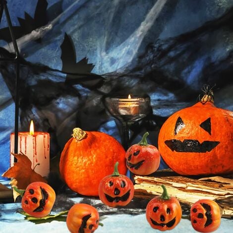 8 PCS Halloween Ghost Pumpkins Decorations, Small Artificial