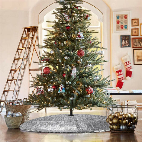 Silver sequin 2024 tree skirt