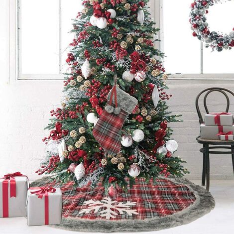 Christmas Tree Floor Cover, 120cm Christmas Tree Plaid Skirt Tree Rug ...