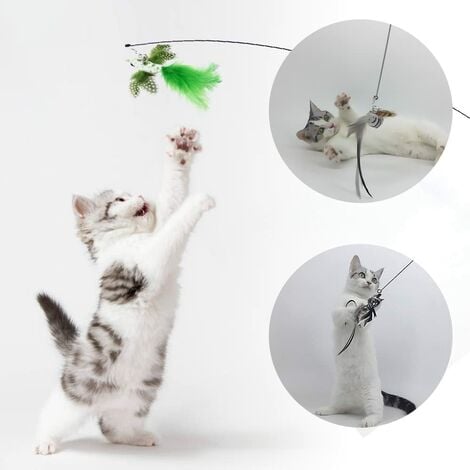 1pc Feather Toys for Cats Fishing Rod Cat Kitten and Kitty Telescopic  Retractable with Bell and