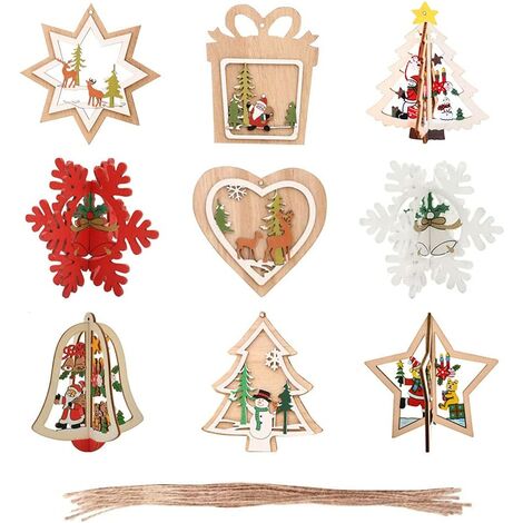  9 Pcs Holiday Decorations Xmas Style Decor Christmas Tree  Pendant Christmas Decoration Festival DIY Pendant Paper Decorations  Christmas Tree Hanging Ornament Delicate Gift : Home & Kitchen