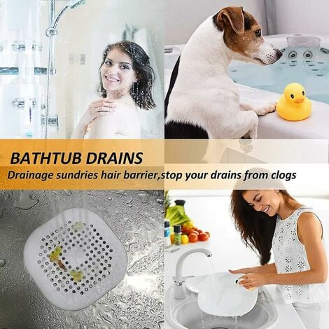 3 Pack Pet Dog Hair Catcher Shower Drain Cover,Hair Stopper Drain Protector  Universal Rubber Sink Strainer for Bathtub Kitchen and Bathroom 