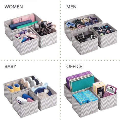 Relaxdays Set of 4 Underwear Organiser, Storage Box for Socks & Underwear,  Wardrobe Organiser, HWD: 9