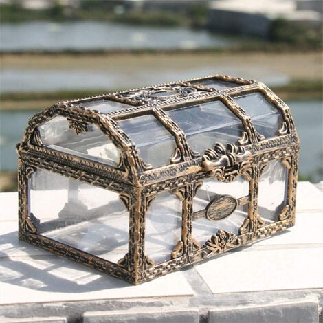 Treasure chest made of gold. Antique chest made of wood and metal