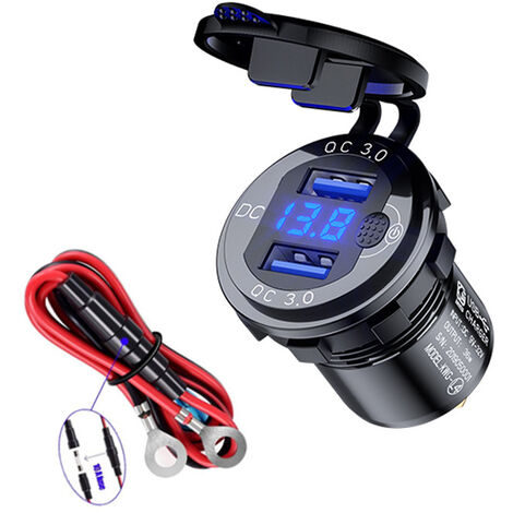 36W Quick Charge QC 3.0 Dual Port USB Car Charger Adapter with LED Digital  Voltmeter and Touch Switch for 12V - 24V Boat Motorcycle ATV Bus Truck SUV