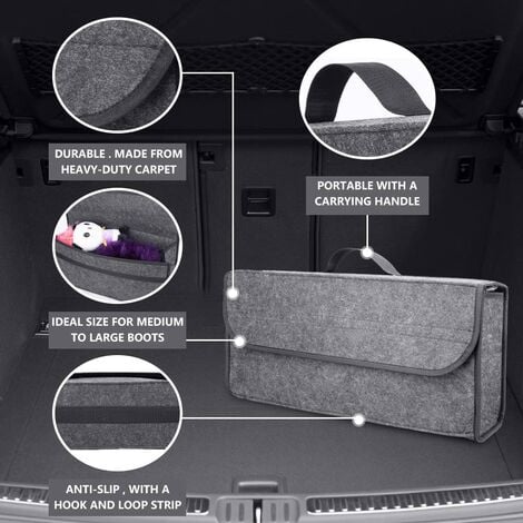Car Trunk Organizer Soft Felt Storage Box Large Anti Slip Compartment Storage  Organizer Tool Bag Car Storage Bag