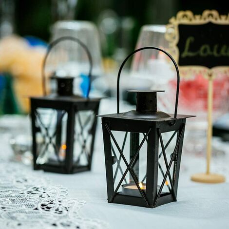 2 Pcs Glass Ground/Hanging Lantern, Portable Glass Lantern, Tea