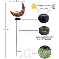 2 Pieces 32 Inch Moon Shaped Solar Metal Outdoor Lights LED Garden Decoration for Patio, Fireplace, Yard, Lawn (Warm White )