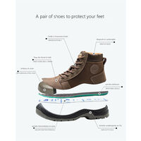High Top Safety Shoes Work Boots Steel Toe Cap Water Proof No Slip Safety Trainer (Brown:44)