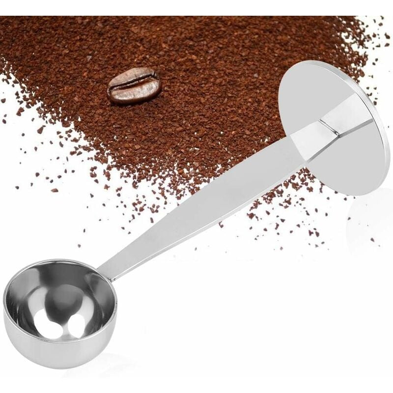 2 en 1 cucharadita Café Tamper de café de acero inoxidable Soporte prensatelas para; Medida de Café Espresso Herramientas para Té Medida de Relleno para Especias de Café en Polvo