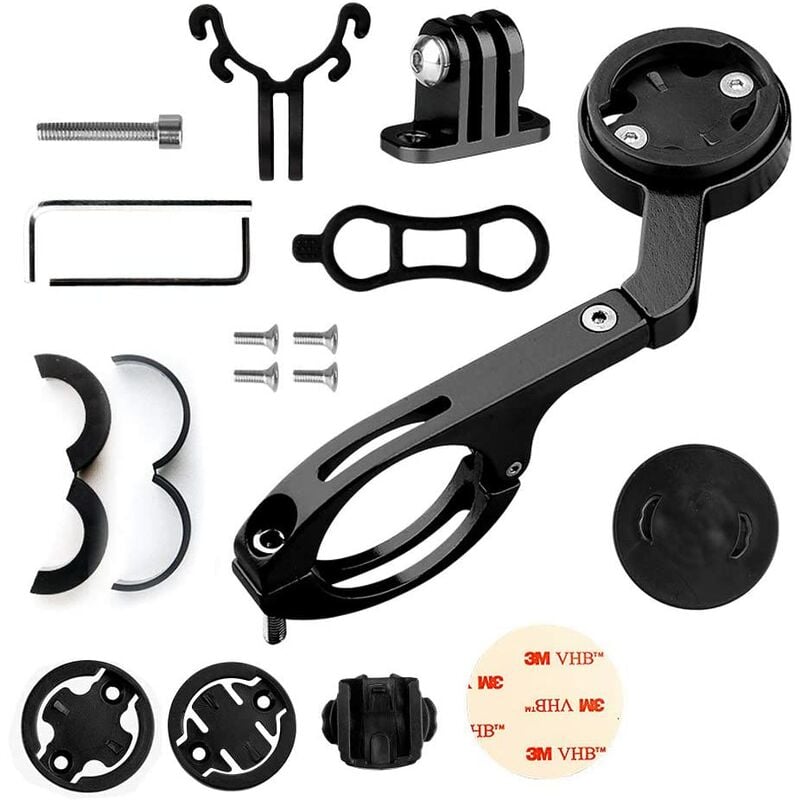 Soporte para ordenador de bicicleta, soporte de extensión de vástago de bicicleta con adaptador de aleación de aluminio, accesorios de bicicleta para Garmin Edge, Bryton Rider, CatEye, cámara Gopro (negro)