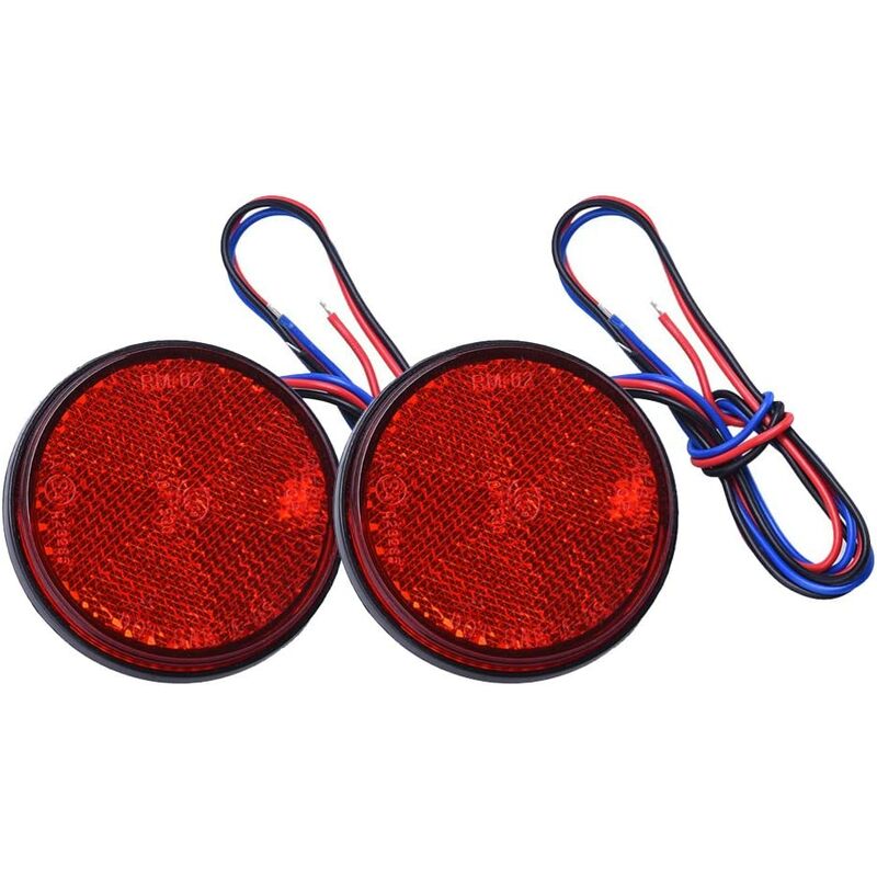 Luces LED para remolque, 2 luces LED para remolque, luz trasera, reflector redondo, luz de freno, LED de 12 V, luz marcadora LED para camión de motocicleta automotriz (rojo)