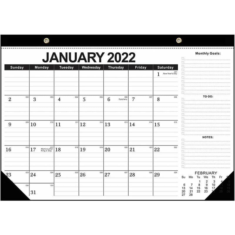 Calendario mensual 2022 Calendario de escritorio 2022 1 calendario familiar de enero de 2022 a junio de 2023 Calendario de pared con cordón y pegatinas para oficina en casa (17" x 12", negro)