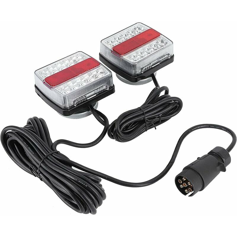 12V 15 Luces traseras LED con imanes Luces LED para remolque Cable de 7,5 m Conector de 7 pines Luz trasera Barra de luces LED para remolque Luz LED para remolque con luz LED de marcha atrás