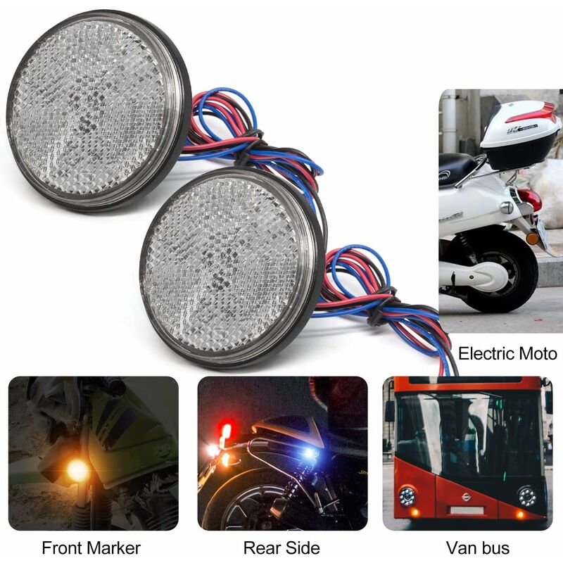 2 reflectores LED para motocicleta, luz trasera universal de 12 V para remolque, luz LED para motocicleta, reflector LED resistente al agua, lámpara de luz de freno (amarillo)