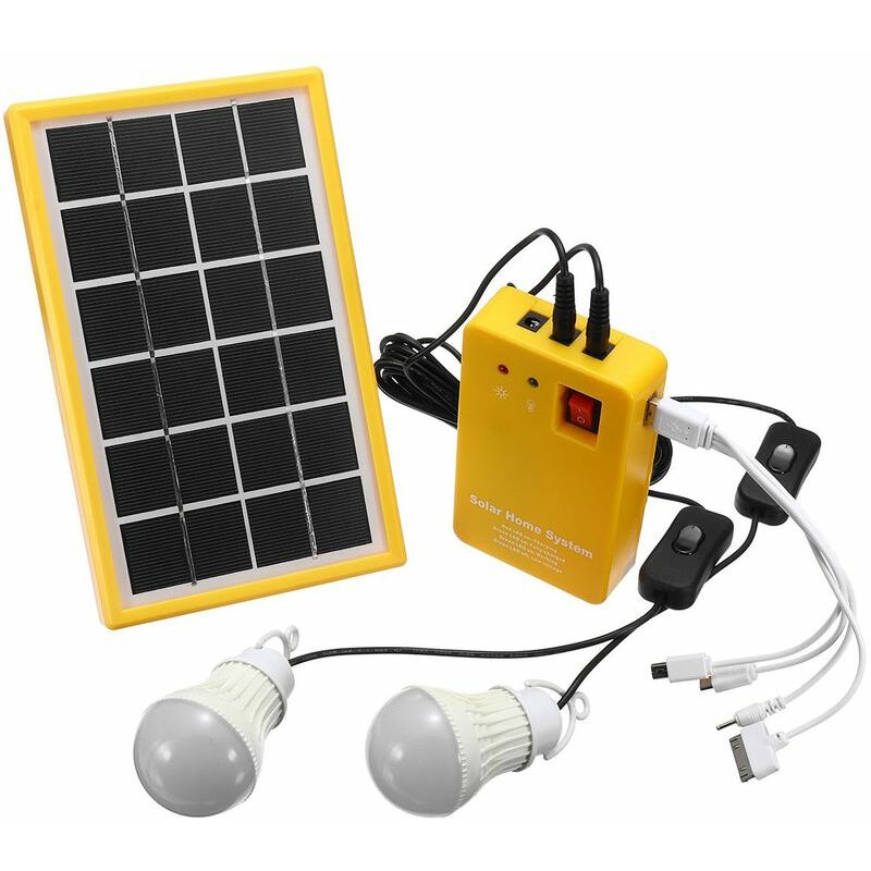 Kit Cargador Solar 6V 3W + 3 Bombillas LED + Panel de Alimentación Cargador USB