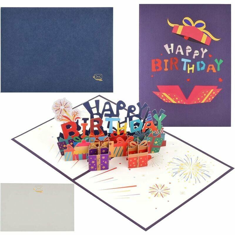 Tarjeta de cumpleaños 3D, tarjeta de cumpleaños emergente, tarjeta de felicitación de cumpleaños, tarjeta de regalo de cumpleaños, tarjeta de feliz cumpleaños con sobre para familia, amigos, niños, amantes