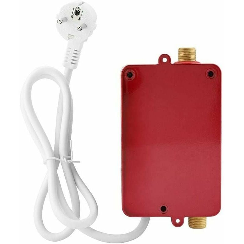 Calentador de agua eléctrico instantáneo de 220 V 3400 W adecuado para convertir agua fría en agua caliente Temperatura de flujo de agua ajustable para baño de cocina (rojo)