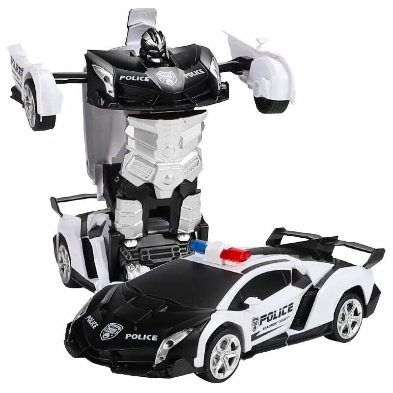 Coche de control remoto - 2 en 1 Robot Toy Transformable RC Car 2.4GHz Radio Control Police Car con 360 Rotación Coche recargable para niños Regalo 3 4 5 6 7 8 Años Niño Niña