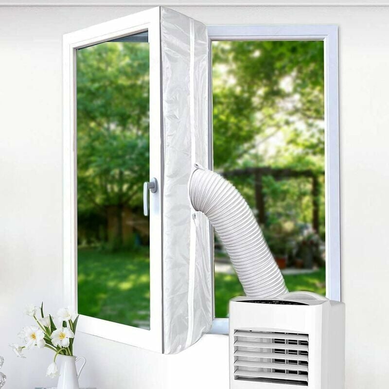 Sello de ventana de aire acondicionado de 400 cm, Tira de sellado de aire acondicionado móvil de ventana, Sello de ventana de aire acondicionado, Accesorios de aire acondicionado móvil, Blanco