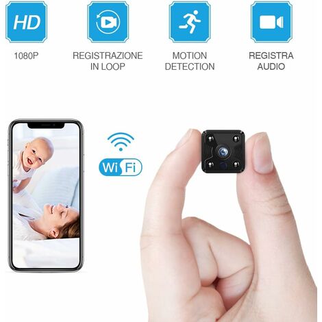 Mini cámara de vigilancia I WiFi HD 1080P Mini cámara de vigilancia de para niñera con detección de movimiento y visión infrarroja para iPhone/teléfono