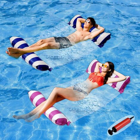 Pase para saber mundo aleación Flotadores de piscina tamaño adulto – Paquete de 2 flotadores inflables 4  en 1 para piscina con bomba de aire, divertidos juguetes de agua como  tumbona, hamaca de piscina, silla, balsa de piscina, flo