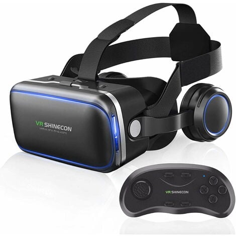 Auriculares VR compatibles con teléfonos iPhone y Android, sistema de gafas de juego de realidad virtual 3D, gafas de realidad virtual 3D con control remoto, gafas ajustables