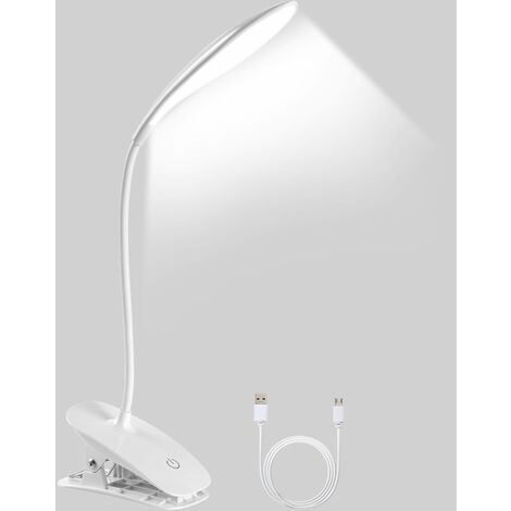 Lámpara de escritorio LED, luz de lectura de libros LED con cable USB, 1200  mAh, control